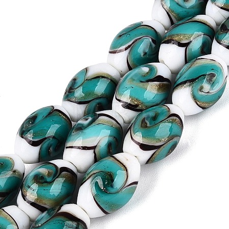 Handmade Gold Sand Lampwork Beads Strands LAMP-Q041-09C-1