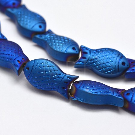 Full Plated Frosted Electroplate Glass Fish Beads Strands LS-EGLA-M001-B02-1