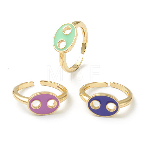 Brass Enamel Cuff Rings RJEW-H546-03-1