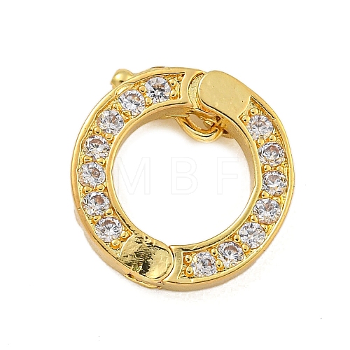 Rack Plating Brass Micro Pave Clear Cubic Zirconia Twister Clasps KK-F876-06G-01-1