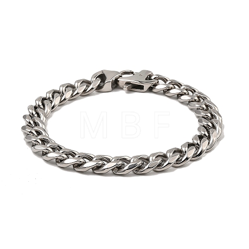 304 Stainless Steel Cuban Link Chain Bracelet NJEW-D050-02D-P-1