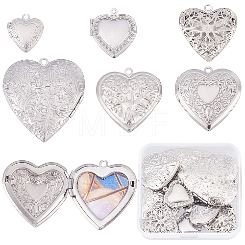 12Pcs 6 Style 316 Surgical Stainless Steel Diffuser Locket Pendants STAS-SC0003-77-1
