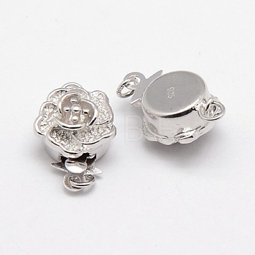 Anti-Tarnish Rhodium Plated 925 Sterling Silver Box Clasps STER-A030-64-1