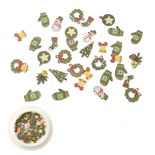 50Pcs Christmas Theme Paper Cabochons MRMJ-YW0001-069E-1