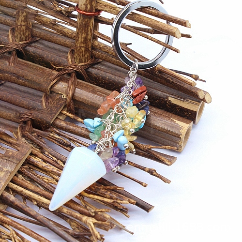 Opalite Cone Charm Keychain G-PW0007-030B-1