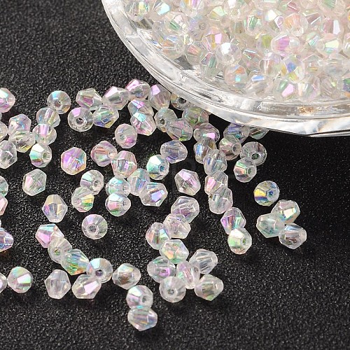 Bicone AB Color Plated Eco-Friendly Transparent Acrylic Beads TACR-A003-5mm-22-1