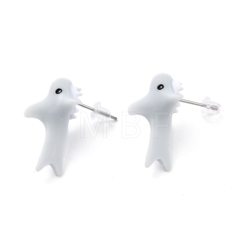 Cute Whale Resin Stud Earrings EJEW-K089-02P-1