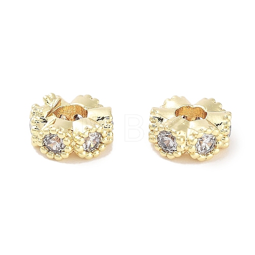 Brass Micro Pave Cubic Zirconia Beads KK-C051-32G-02-1