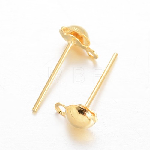 Brass Stud Earring Findings KK-F371-34G-1