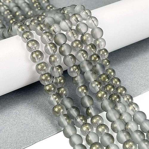 Frosted Transparent Glass Bead Strands GLAA-P065-6mm-12-1