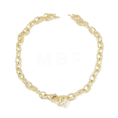 Brass Cable Chain M Charm Bracelet Making KK-U020-11G-1