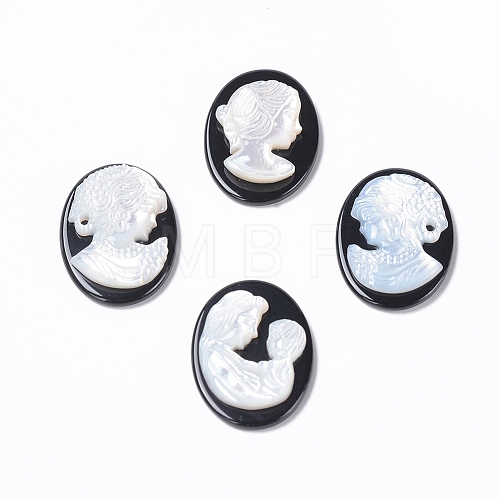 Natural Black Agate Cameo Cabochons G-L556-A-1