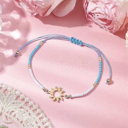 Glass Seed Braided Beaded Bracelets for Women BJEW-MZ00130-05-1