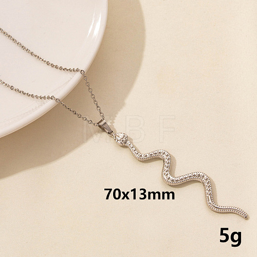 304 Stainless Steel Serpentine Pendant Necklaces RN6163-1-1