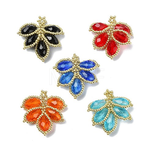 Glass Seed Beaded Woven Pendants PALLOY-MZ00292-1