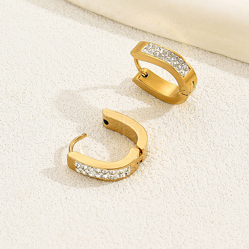 Elegant Geometric Diamond Earrings with 18K Gold Plating for Women SM9504-1