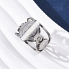 304 Stainless Steel Rhinestone Saint Benedict Open Cuff Rings RJEW-M069-01P-5