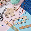 1 Set Elephant Shape  Wooden Knitting Needle Gauge & Yarn Wrap Guide Board DIY-BC0006-94-4