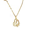 Mother's Day Brass Pave Cubic Zirconia Mama Heart with Butterfly Pendant 304 Stainless Steel Dapped Chain Necklaces for Women WG2F4E4-01-3