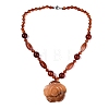 Natural Carnelian Flower Pendant Necklaces NJEW-N064-08E-3
