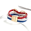 USA Flag Style Red Blue White Imitation Leather Cord Bracelets PW-WG5F782-01-4