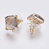 Faceted Glass Stud Earring Findings GLAA-F084-C12-2