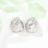 Woven Oval Brass Stud Earrings EJEW-D351-06P-5