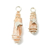 2Pcs Electroplated Natural Quartz Crystal Dyed Copper Wire Wrapped Pendants PALLOY-JF03173-02-1