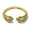 Brass Pave Clear & Green Cubic Zirconia Leopard Open Cuff Bangle for Women BJEW-K246-20A-G-2