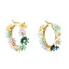 201 Stainless Steel & Resin Beaded Flower Hoop Earrings EJEW-JE07175-02-3