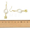 Shell Pearl and Brass Micro Pave Cubic Zirconia Charms Dangle Earring EJEW-JE07431-01-5