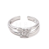 Clear Cubic Zirconia Butterfly Open Cuff Ring RJEW-B028-02P-2