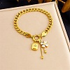 304 Stainless Steel Micro Pave Clear Cubic Zirconia Link Bracelats BJEW-K297-01G-1