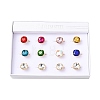 304 Stainless Steel with Glass Cuff Rings for Women RJEW-K309-41B-4