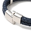 Leather Braided Double Loops Multi-strand Bracelet with 304 Stainless Steel Magneti Clasp for Men Women BJEW-C021-16-P-5