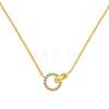 Round Ring 925 Sterling Silver Pave Cubic Zirconia Pendant Necklaces for Women NJEW-F338-05G-2
