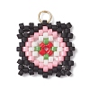 Handmade Glass Seed Beaded  Window Lattice Pattern Shape Pendants PALLOY-MZ00929-02-1
