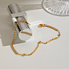 304 Stainless Steel Textured Curved Tube Link Chain Bracelets for Women QF6851-4