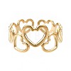 304 Stainless Steel Heart Open Cuff Ring RJEW-T023-57G-1