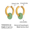 304 Stainless Steel Hoop Earrings with Natural Green Aventurine Stone VR4605-3-1