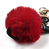Cute Cat PU Leather & Imitate Rex Rabbit Fur Ball Keychain KEYC-C005-01E-3