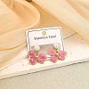 304 Stainless Steel Enamel Four Petal Flower Dangle Earrings WG22E93-01-1