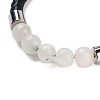 Natural White Moonstone Round Bead Braided Leather Cord Bracelets for Men Women BJEW-A009-11P-05-2