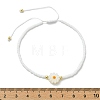 Natural Freshwater Shell & Glass Seed Beaded Adjustable Brecelets BJEW-JB13766-01-4