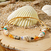 Bohemian Natural Gemstone & Seashell & Brass Beads Braided Bead Bracelets OF4081-2
