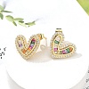 Rack Plating Brass Micro Pave Cubic Zirconia Stud Earrings for Women EJEW-C125-19G-2