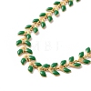 Enamel Ear of Wheat Link Chains Bracelet BJEW-P271-02G-07-2