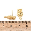 Brass Micro Pave Clear Cubic Zirconia Owl Stud Earrings EJEW-F400-15G-5
