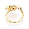 Flower Brass Micro Pave Clear Cubic Zirconia & Enamel Cuff Rings Setting KK-T079-47G-2