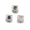 Cube Brass Micro Pave Cubic Zirconia Beads KK-B170-03P-1